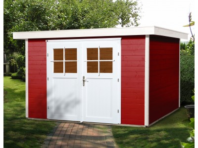 Abri de jardin 7 m2 dim 295 x 239 x 217 cm en bois massif coloris rouge Garantie 5 ans WEKA OLG