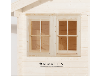 Fenêtre supplémentaire double, pour abris en madriers 21 et 28 mm, 138 x 79 cm, brut