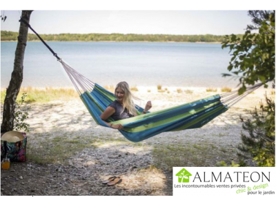 Hamac SANTANA vendu avec support en bois et toile coloris vert AMAZONAS