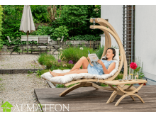 PROMO PRINTEMPS chaise longue suspendue SWING LOUNGER en bois épicéa vendue avec support coloris creme AMAZONAS