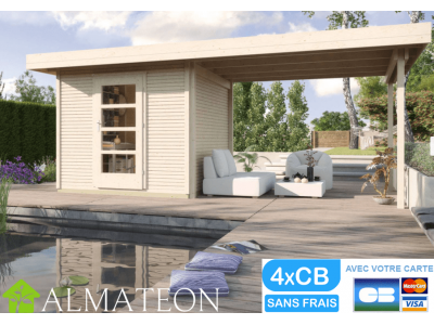 Abri de jardin 10,5 m2 dim 544 x 284 x 226 cm avec extension 310 cm en bois Garantie 5 ans WEKA OLG