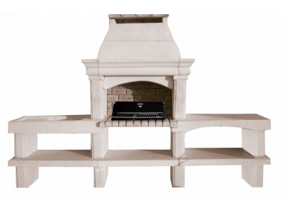  Barbecue en pierre PROVENCE avec deux tables 318 x 60 x 234 cm avec grille de cuisson