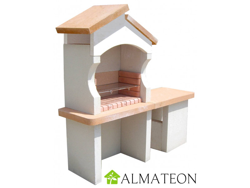 Barbecue En Beton Palerme 180 X 54 X 175 Cm Avec Grille Almateon