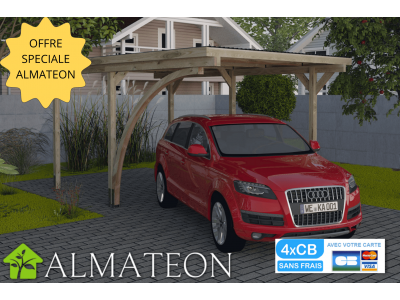 PROMOTION sur votre carport bois simple 606 avec arcs dim 300 x 500 x 235 cm imprégné en autoclave avec toit pvc WEKA