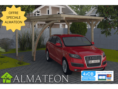 Carport bois simple 606 avec arcs dim 300 x 500 x 235 cm imprégné en autoclave avec toit pvc WEKA