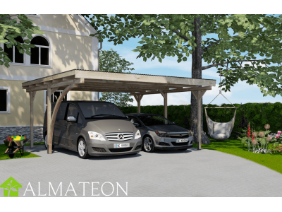 Abri pour voiture double de 18 m2 avec arcs plein et couverture de toit en PVC