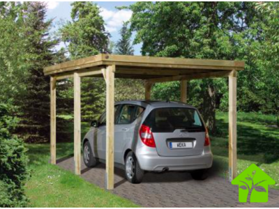 Carport simple de 11,7 m2 pour voiture avec couverture de toit plat en acier galvanisé, taille 1