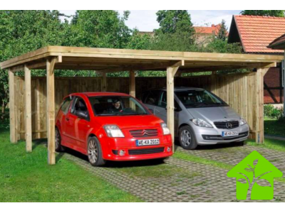 Carport double de 23 m2 pour voitures avec couverture de toit en PVC profilé trapèze, taille 1