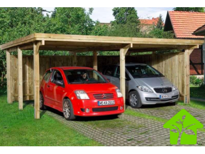 Carport double de 23 m2 pour voitures avec couverture de toit en acier galvanisé, taille 1
