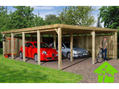 Carport double de 45 m2 pour voitures avec couverture de toit en PVC profilé trapèze, taille 3