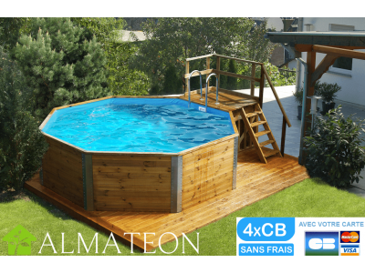 PROMO piscine bois massif hors-sol WEKA octogonale imprégné autoclave de 11,4 m3, qualité Allemande, modèle PHILIPPINES