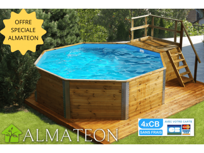 PROMOTION sur votre piscine bois hors-sol octogonale de 18,2 m3 WEKA, qualité Allemande, modèle BALI