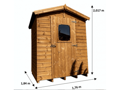 Abri jardin en bois massif 3,24 m2 traité haute température avec plancher et panneaux en 19 mm, HABRITA FORESTA