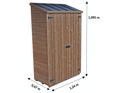 Armoire de jardin 124 x 67 x 199 cm en bois massif multi-usages traité haute température avec panneaux 19 mm HABRITA FORESTA