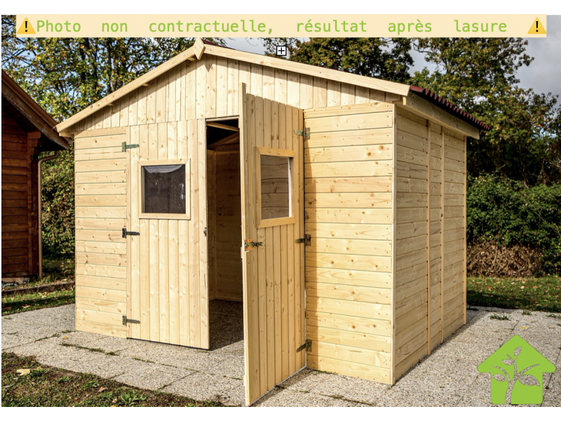 Abri de jardin 5,41 m2 panneaux 16 mm sans plancher et double porte HABRITA  FORESTA - ALMATEON