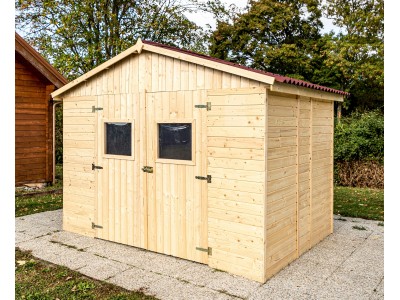 Abri de jardin 5,41 m2 panneaux 16 mm sans plancher et double porte HABRITA FORESTA