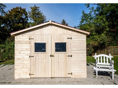 Abri de jardin 7,62 m2 panneaux 16 mm sans plancher et avec double porte HABRITA FORESTA