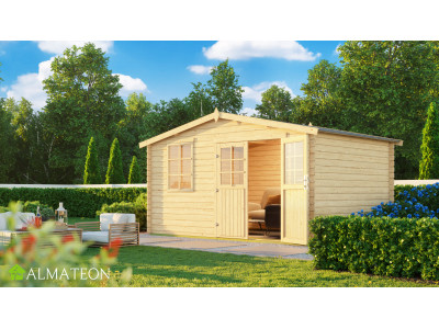 Abri de jardin ou bureau télétravail BENNY de 10,27 m2 en bois d'épicéa de dimensions 4,13 x 3,01 x 2,23 m