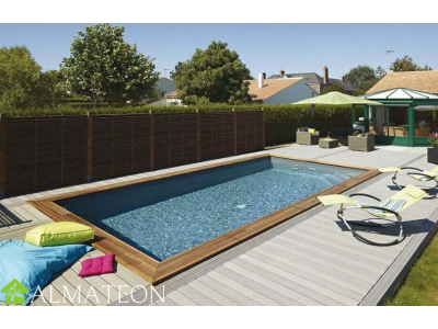 Piscine LINEA 350 x 650 x H140 cm liner gris en bois rectangulaire UBBINK