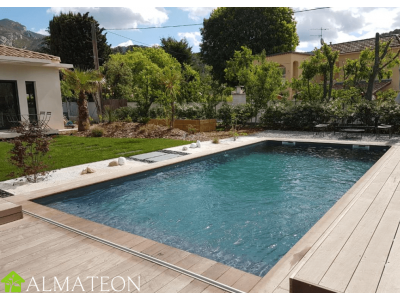 Piscine LINEA 500 x 800 x H140 cm liner gris en bois rectangulaire UBBINK