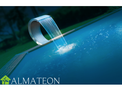 Cascade piscines Ubbink en INOX avec éclairage LED bleu modèle MAMBA LED
