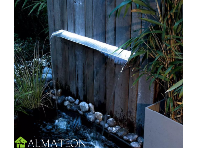 Cascade murale Ubbink en INOX avec éclairage LED blanc modèle Niagara 90 LED-Wall pour piscines