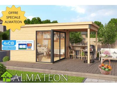 Abri de jardin 8,48 m2 DOMEO 2 PLUS 524 x 320 x 239 cm avec extension de 5,82 m2 Garantie 5 ans LASITA MAJA 