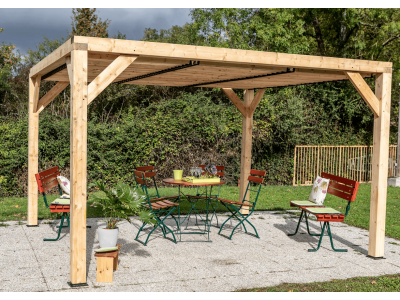 Pergola bois VENETO 3,40 x 3,60 m avec ventelles réglables