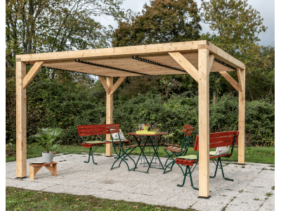 Pergola bois VENETO 3,40 x 3,60 m avec ventelles réglables