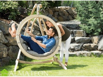 PROMO fauteuil suspendu GLOBO CHAIR coloris taupe vendu avec support Garantie 2 ans AMAZONAS