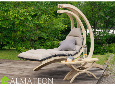 PROMO chaise longue suspendue SWING LOUNGER en bois épicéa vendue avec support coloris anthracite AMAZONAS
