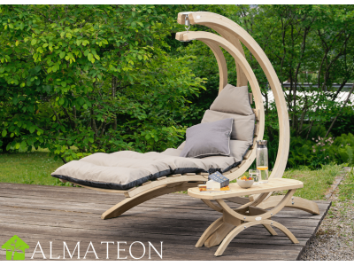 Chaise longue suspendue SWING LOUNGER en bois épicéa vendue avec support coloris anthracite AMAZONAS