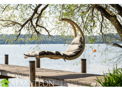 Chaise longue suspendue SWING LOUNGER en bois épicéa vendue seule sans support coloris anthracite AMAZONAS