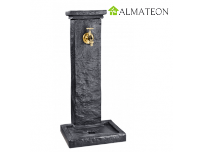 Fontaine borne schiste ton anthracite 39 x 31 x 82.5 cm avec robinet