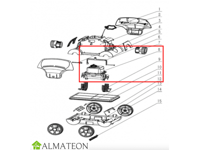 Bloc moteur pour robot Ubbink modele clean Accu S