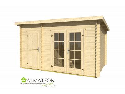 Abri de jardin 9,15 m2 BELMON 289 x 420 x 222 cm ou bureau télétravail en bois d'épicéa Garantie 2 ans LASITA MAJA