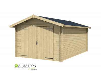 PROMO Abri ou Garage de jardin MAURITIUS 16,36m2 en bois d'épicéa dimensions 3,82 x 5,60 m