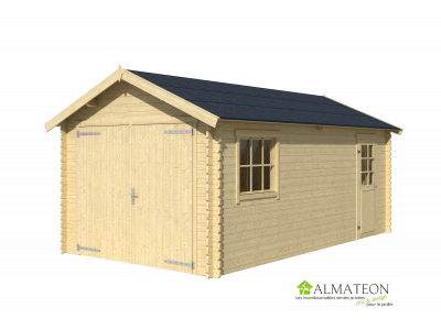 PROMO Abri ou Garage de jardin DILLON 540 de 15,63m2 en bois d'épicéa dimensions 3,40 x 5,80 m