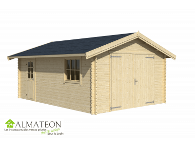 PROMO Garage ou Abri de jardin  YARIK 540 de 19,79 m2 en bois d'épicéa dimensions 4,74 x 5,80 m