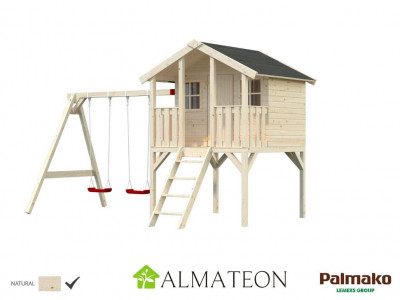 PROMO Maisonnette de jeu sur pilotis TOBY SET PALMAKO avec balançoires, finition bois naturel