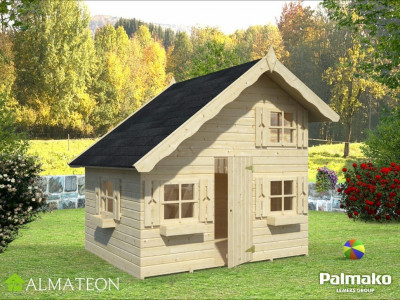 Maisonnette de jeu TOM PALMAKO avec mezzanine, finition bois naturel, 3,8 m2