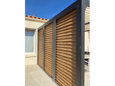 Ventelles aluminium mobiles aspect bois pour côté 3,60 m pour pergola bioclimatique PER 3630 BI et PER 3660 BI