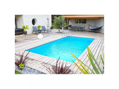 Piscine AZURA 300 x 430 x H126 cm liner bleu en bois rectangulaire UBBINK