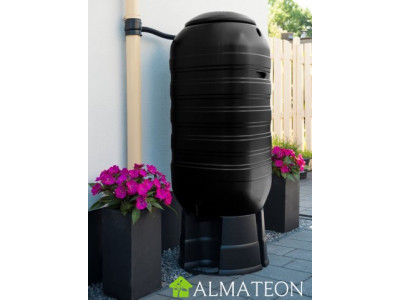 Récupérateur d'eau mural avec couvercle et robinet 250 L noir  UBBINK