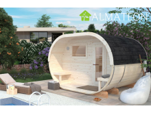 NOUVEAUTE Sauna Anette extérieur bois naturel 3 + 1,5 m2 madriers 42 mm couverture de toit incluse PALMAKO