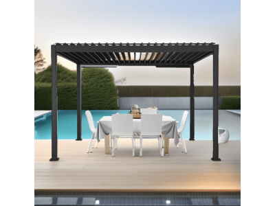 PRIX CHOC Pergola bioclimatique ALUMINIUM électrique équipée de rubans LED 