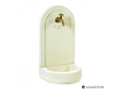 Fontaine murale 600 Soleil coloris ivoire 40 x 36 x 76 cm avec robinet
