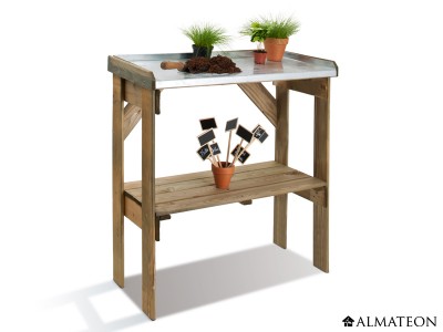 Table de préparation Easy en bois avec plateau en zinc de 85 cm de hauteur