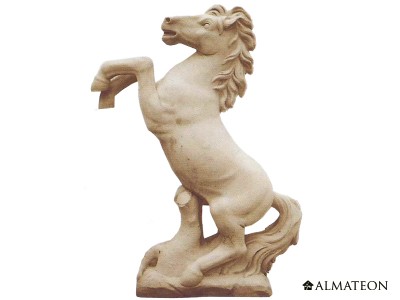 Statue en pierre cheval cabré, Hauteur 130 cm
