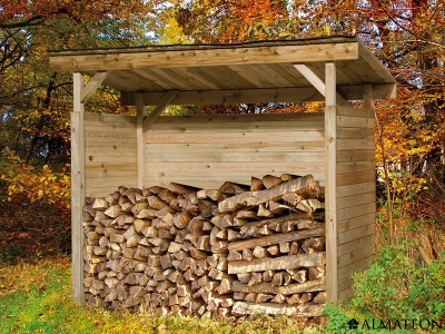 Abri bûches en bois de 6m classe 3 (bucher), couvert & avec fond